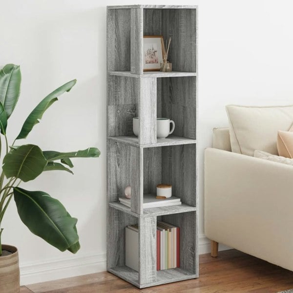 Berkfield Corner Cabinet Grey Sonoma 33x33x132 cm Engineered Wood