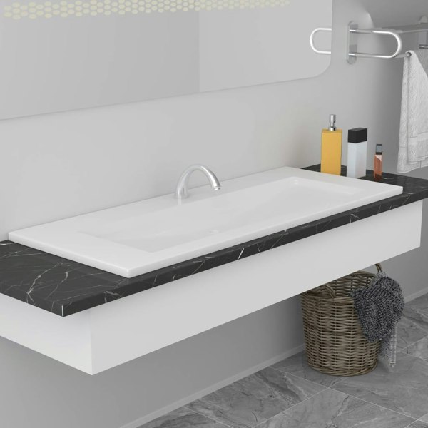 Berkfield Built-in Basin 101x39.5x18.5 cm Ceramic White
