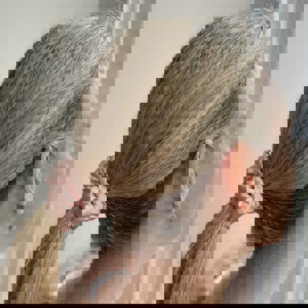 silk scrunchie ponytail dusky pink