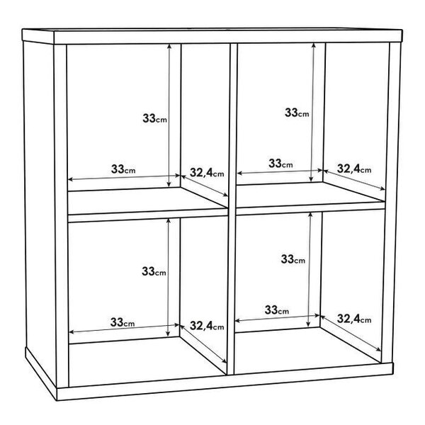 Wyld Haus Driftstone Matt White Wood 4 Cube Bookshelf Storage Unit