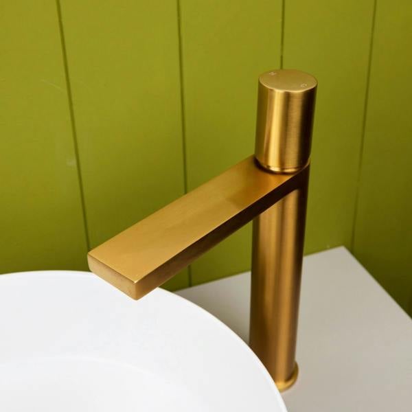 Flode Limingen | High Rise Mono Basin Mixer Tap | Brushed Gold