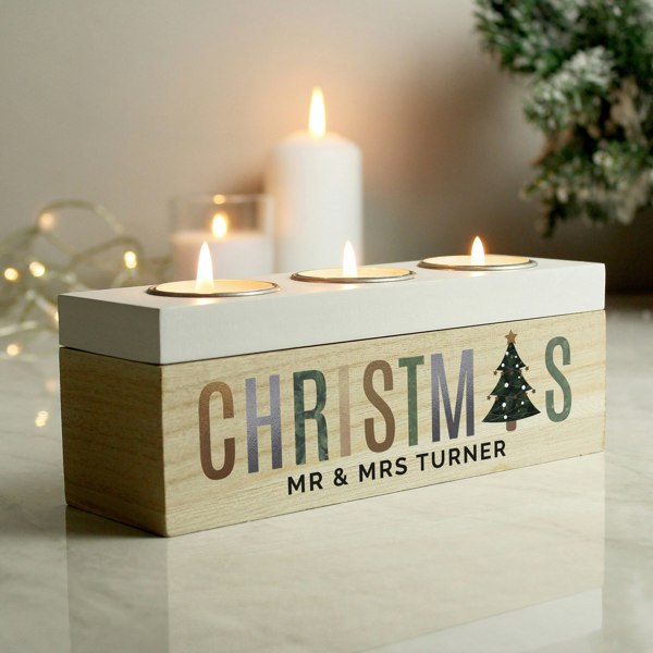 Personalised Memento Company Personalised Christmas Tree Triple Tea Light Box