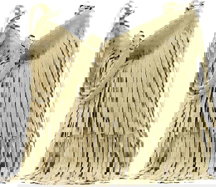 Kitise Italian Real Suede Leather Fringed Shoulder - Cross body Handbag