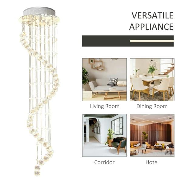 Chrome crystal chandelier pendant with cascading glass bead drops