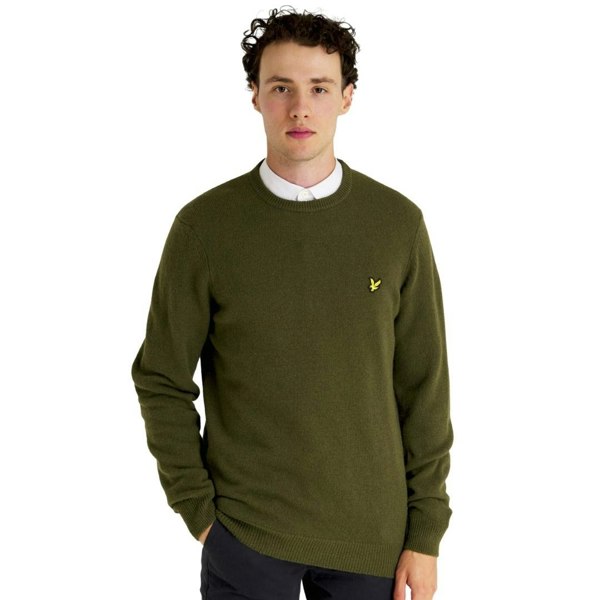 Lyle & Scott Crew Neck Lambswool Blend Jumper - Olive