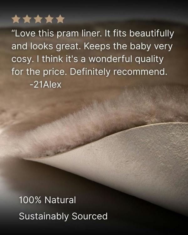 Close-up of a pram liner with a five-star rating
