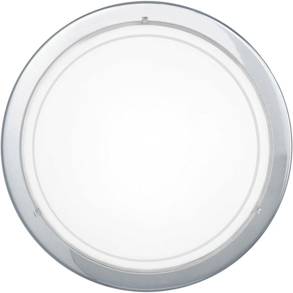 Wall Flush Ceiling Light Chrome Shade White Clear Glass Painted Bulb E27 1x60W Loops