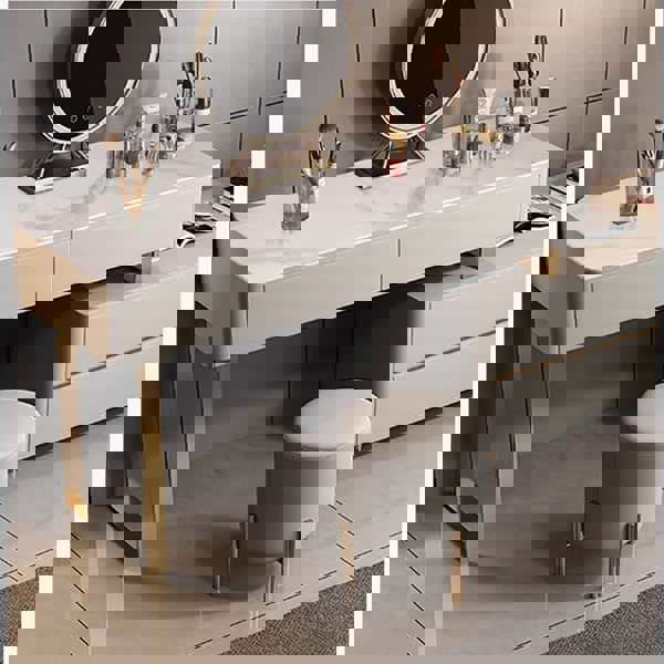 Davidson Dressing Table With LED Mirror, Extendable, Corner Dressing Table-Weilai Concept-Table Top B-100cm-With Stool-Weilai Concept