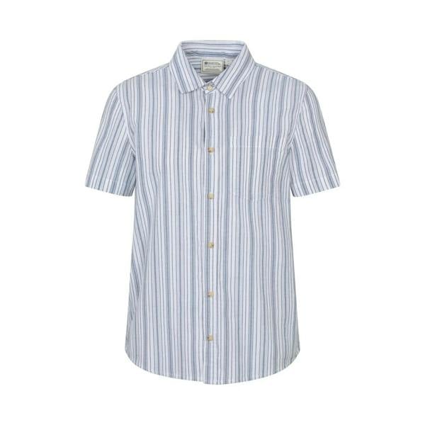 Mountain Warehouse Mens Derby Stripe Cotton Short-Sleeved Shirt - Blue - 
