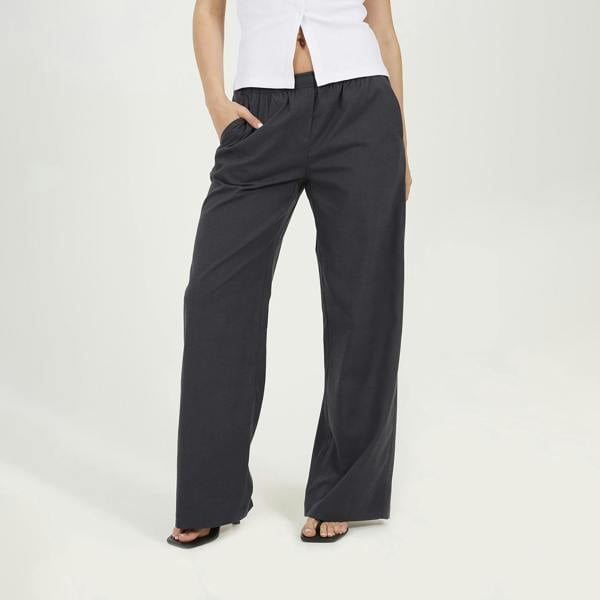 Brave Soul Grey Check Tailored Trousers With Elasticated Waist - Grey Image 1