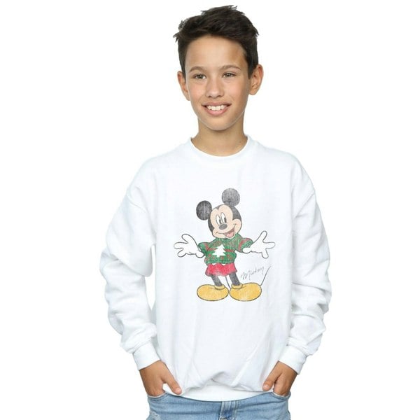 Disney Boys Mickey Mouse Christmas Jumper Sweatshirt - White