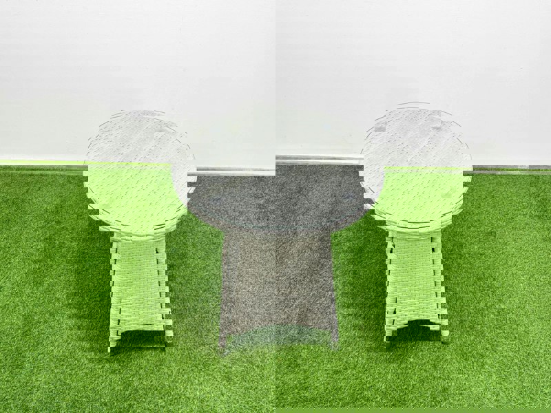 Fimous Wicker PE Rattan Garden Furniture Set Patio Outdoor 2 Chairs Plus Small Round Table Set Light Grey Mixed