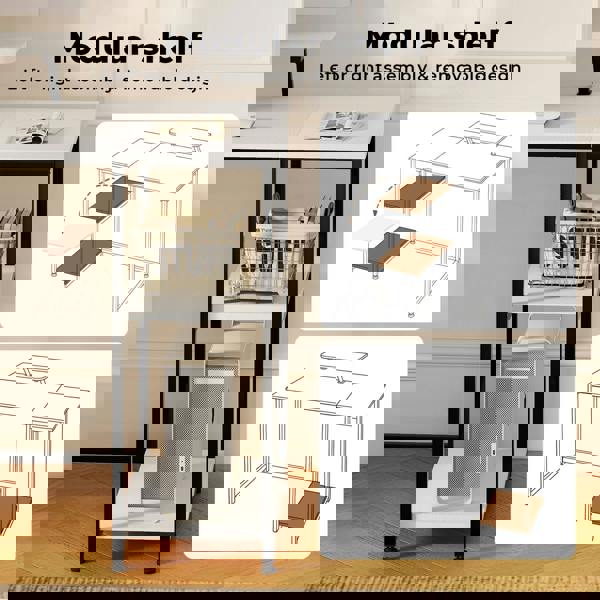 Levede Office Desk Ergonomic Computer Table with Storage Shelves Monitor Stand