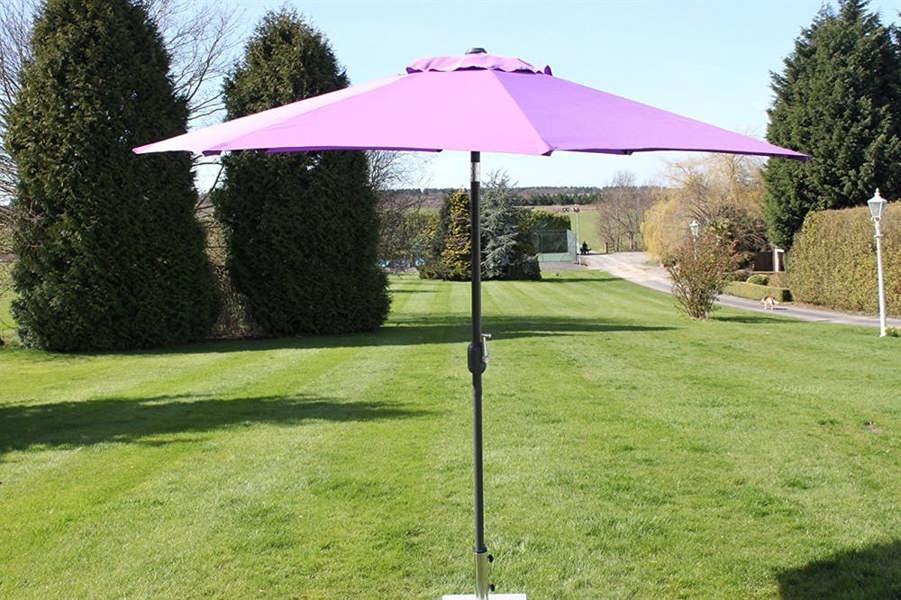 2.7M Wide Garden Parasol With Tilt and Crank-Purple