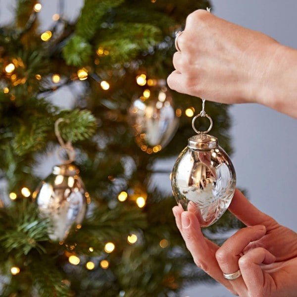 Paper High Set of 3 Silver Snowflake Recycled Glass Baubles