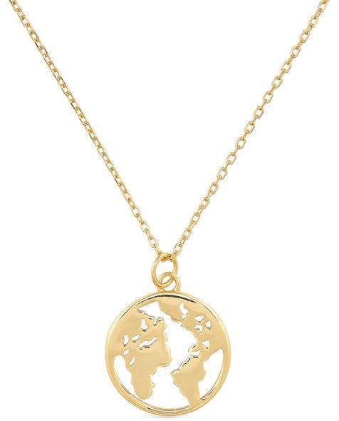Chunky 18K Gold Globe Earth Necklace - Necklaces - Elk & Bloom