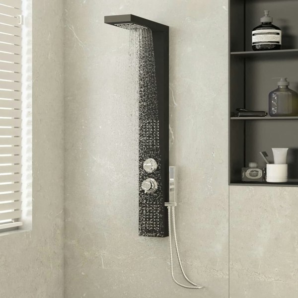Berkfield Shower Panel System Aluminium Black