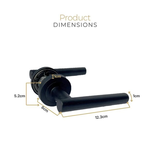EDH Door Hardware Matt Black T Bar Door Handles on Round Rose – Straight Lever Handle 6 Pairs