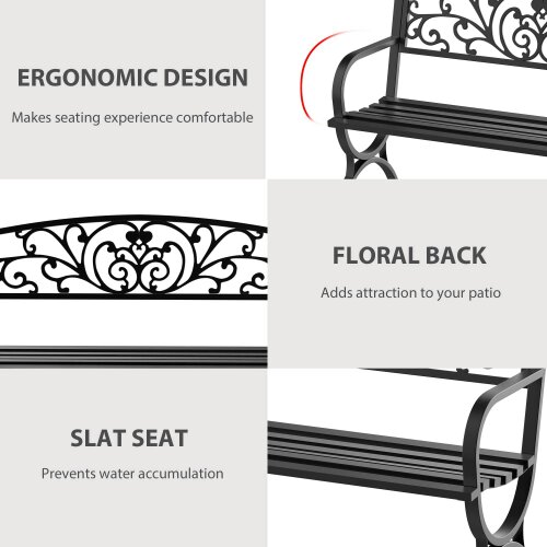 Wyld Haus Yota Nile 127cm Steel Black Powder Coated Garden Bench