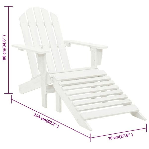 Berkfield Garden Chair with Ottoman Wood White