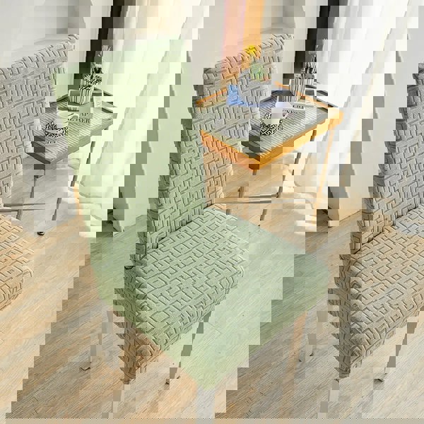 Anyseat Chair Cover Light Green Square Geometric Design with Elastic Material for Dining Room Kitchen Wedding Hotel Banquet Restaurant