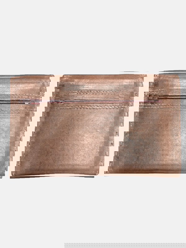 Berber Leather Small Leather Tri-Fold Purse Dark Brown