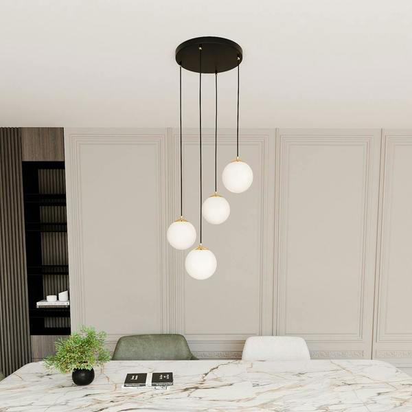 Emibig ROYAL Pendant lamp 4 x E14  Black, gold with White Shade