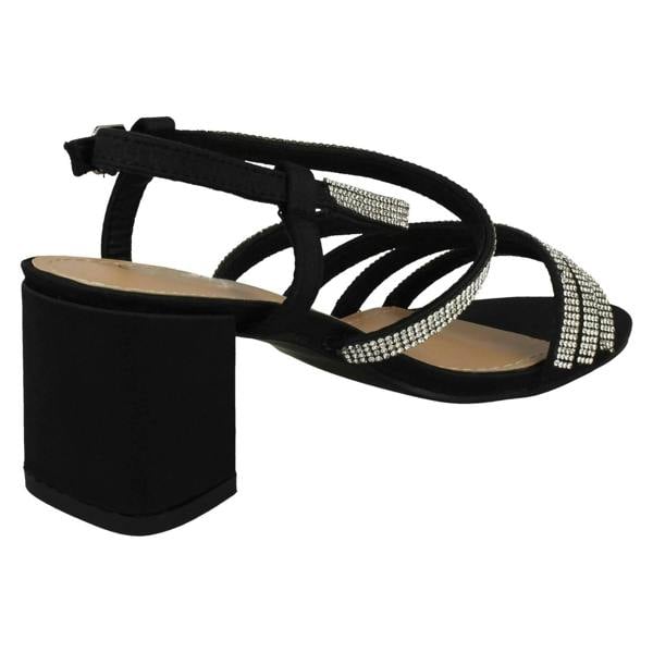Spot On Ladies Spot On Diamante Strappy Block Heeled Sandals F12037