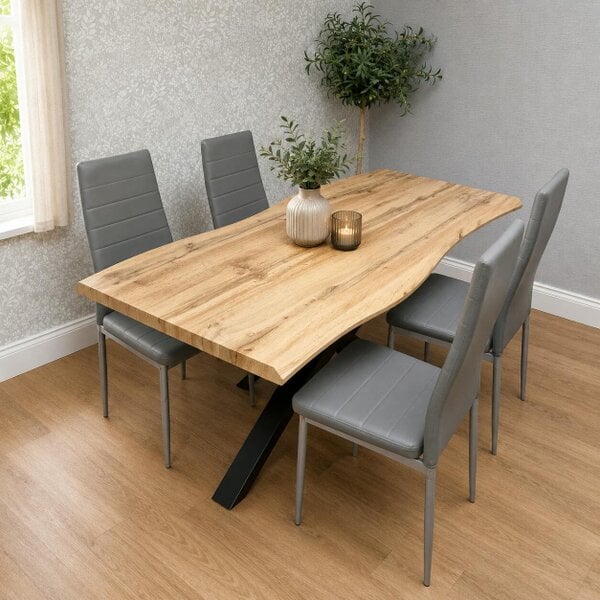 Kosy Koala Modern Dining Table Set with 4 Grey Faux Leather Chairs Dining Room Furniture Set