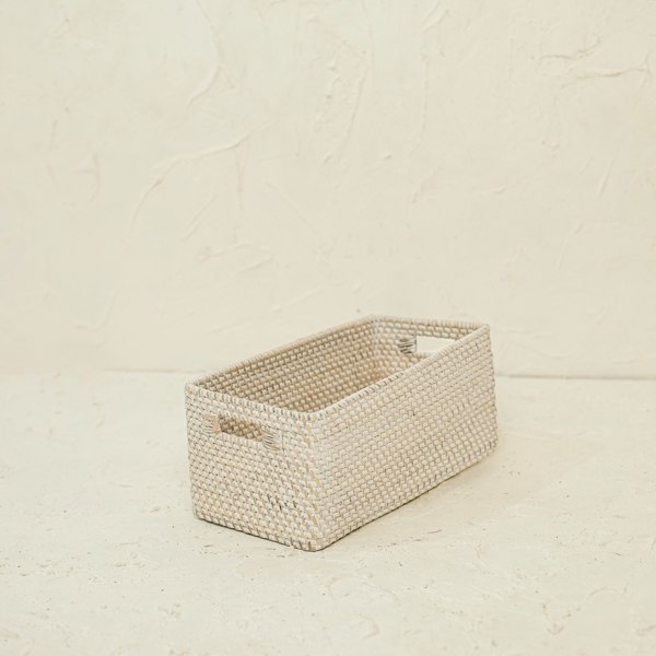Colourful rattan storage baskets in 4 colours - Coastal Villa Homeware