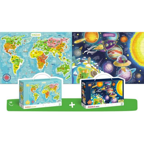 DODO Set Of 2 Maps One Of The World and One Of Space - Blue