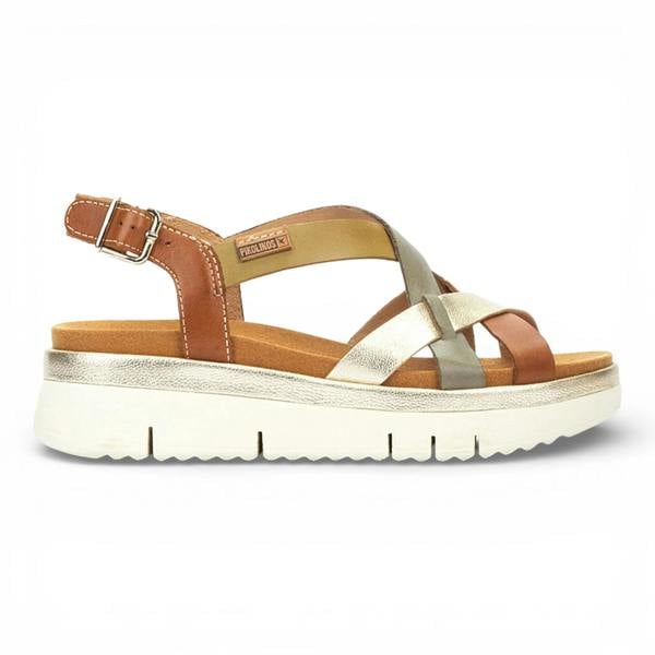 Pikolinos Palma - Women's Brown Leather Wedge Sandals