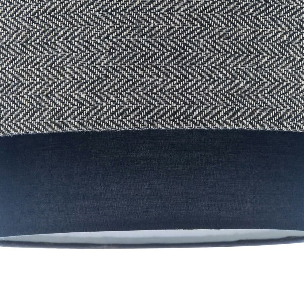 Modern Navy Blue Herringbone Linen Triple Tier Design Pendant Shade Image 3