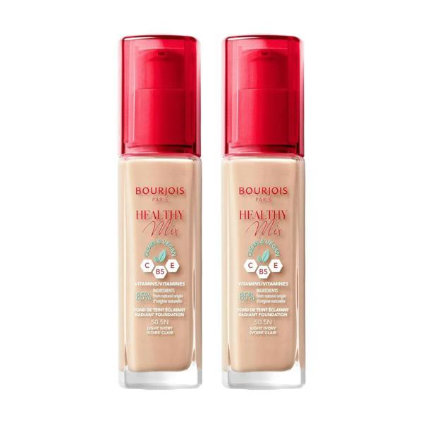 Bourjois Paris 2 x Bourjois Healthy Mix Clean and Vegan Foundation 30ml - 50.5N Light Ivory