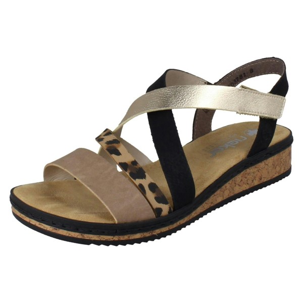Rieker Ladies Rieker Wedge Heeled Sandals V3663 - Multi