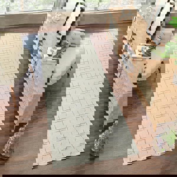 Livabliss Our Pnw Home Cascade-Modern Ivory Brown Graphic High Pile Rug