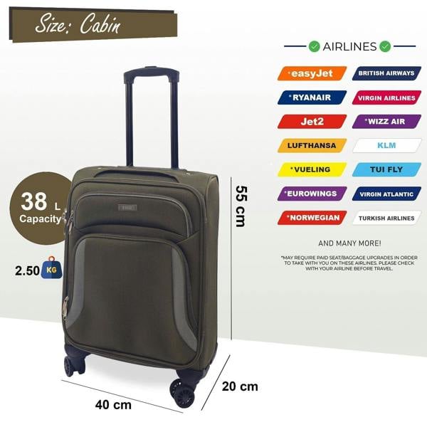 Eagle Luggage Soft Shell Suitcase Luggage Set Travel Light Carry On Cabin Bag