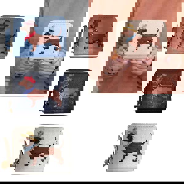 Fores Collection Dachshund Dog with Hat Zip Around Purse