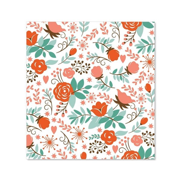 Warren Reed - Designer Orange Floral Pattern Kitchen Splashback