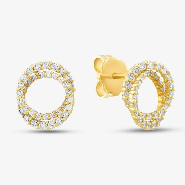 T. H. Baker 14ct Yellow Gold 0.40ct Brilliant Cut Diamond Crossover Circle Stud Earrings 737518 585/GG