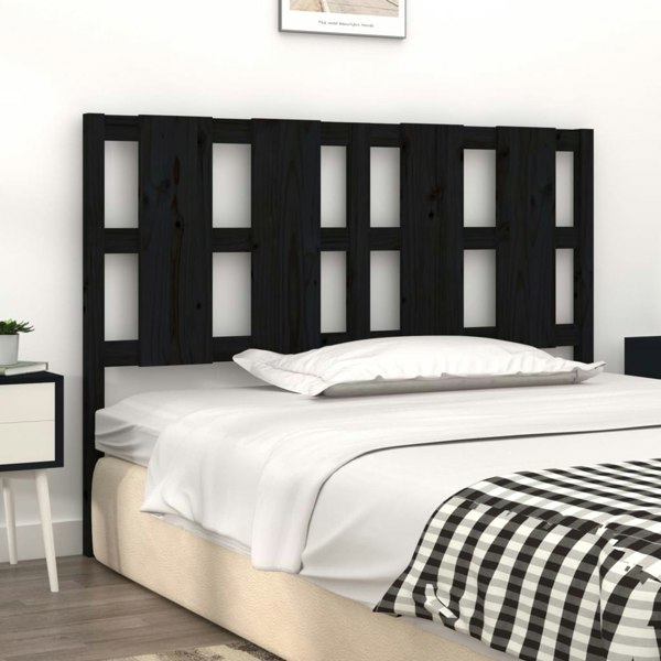 Berkfield Bed Headboard Black 125.5x4x100 cm Solid Wood Pine