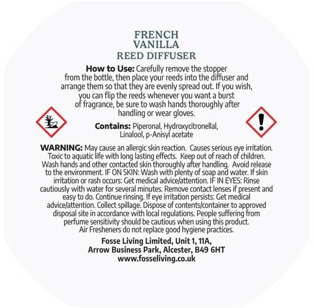 french vanilla reed diffuser refill 200ml clp