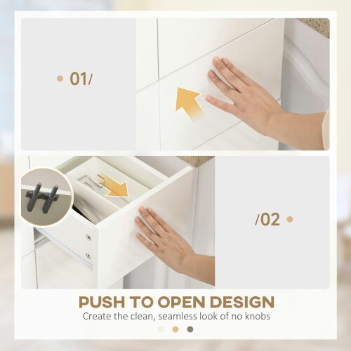 Wyld Haus Luvami High Gloss White 4 Door Kitchen Cupboard With 5 Tier Storage And Push OFauxn Design