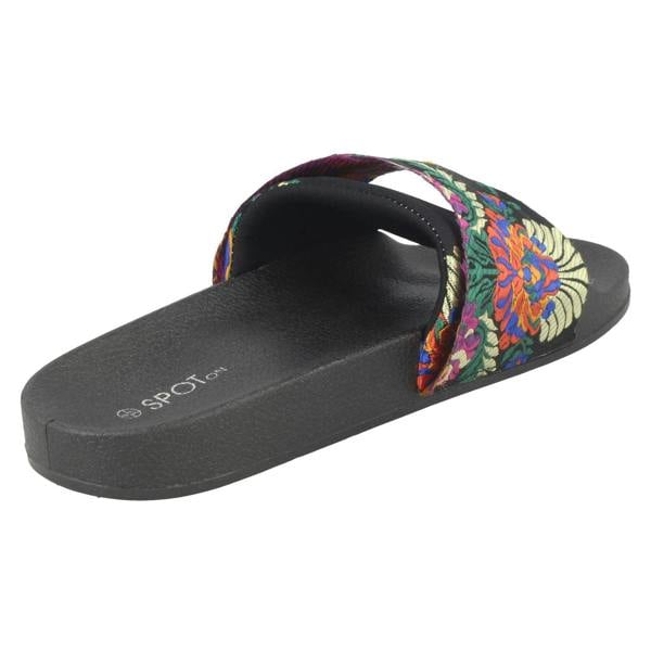 Spot On Ladies Spot On Chinese Print Mule Sandals