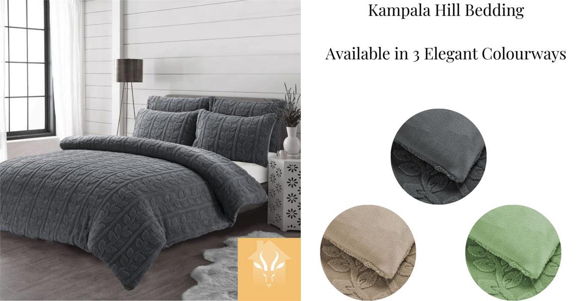 Leaves Teddy Grey Duvet Cover Set