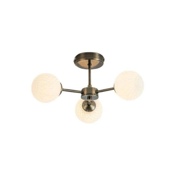 Pagazzi Lighting Lior 3-Light Antique Brass Semi-Flush Ceiling Light