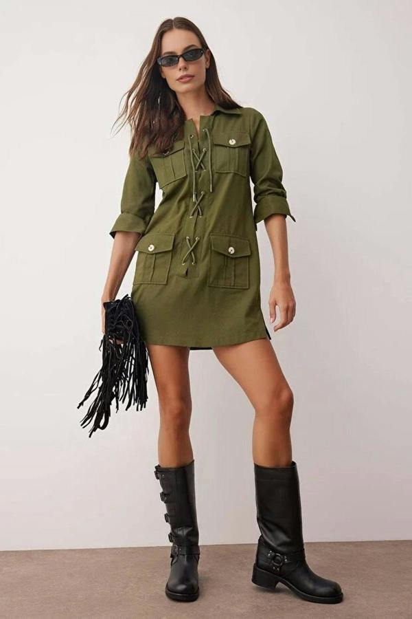 WOVCOR Eyelet Detail Mini Woven Dress
