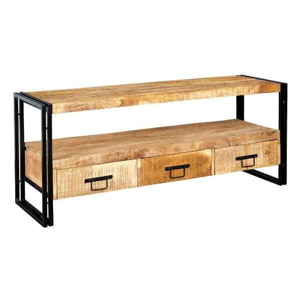 Wyld Haus Toivakka Industrial Reclaimed Wood and Metal TV Unit 3 Drawers