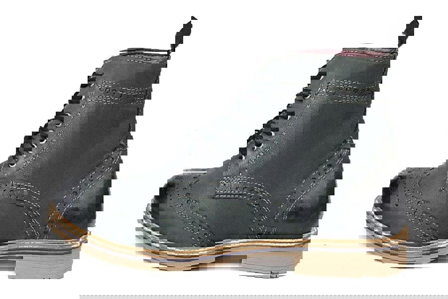 Frank James Bexley Leather Lace Up Brogue Rubber Sole Mens Boots