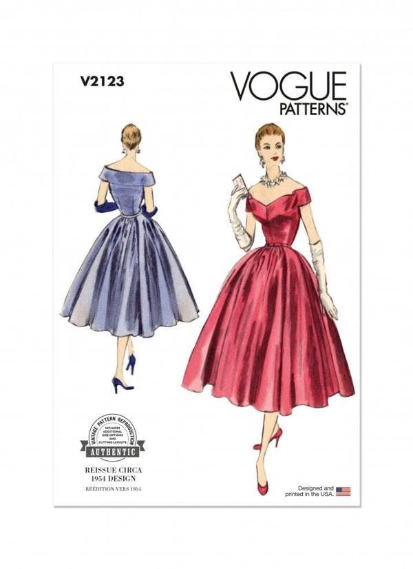 Vogue Sewing Pattern 2123, Dresses, Vintage Style for Women, B5 (8-10-12-14-16) - Intermediate